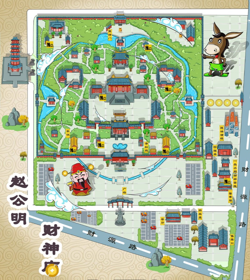 龙江镇寺庙类手绘地图